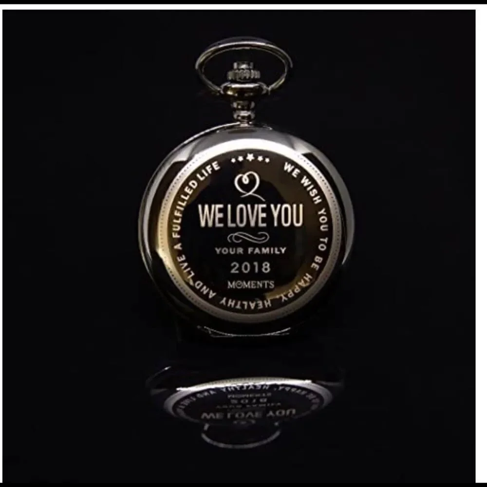 💥Unisex Pocket Watch with chain Engraved